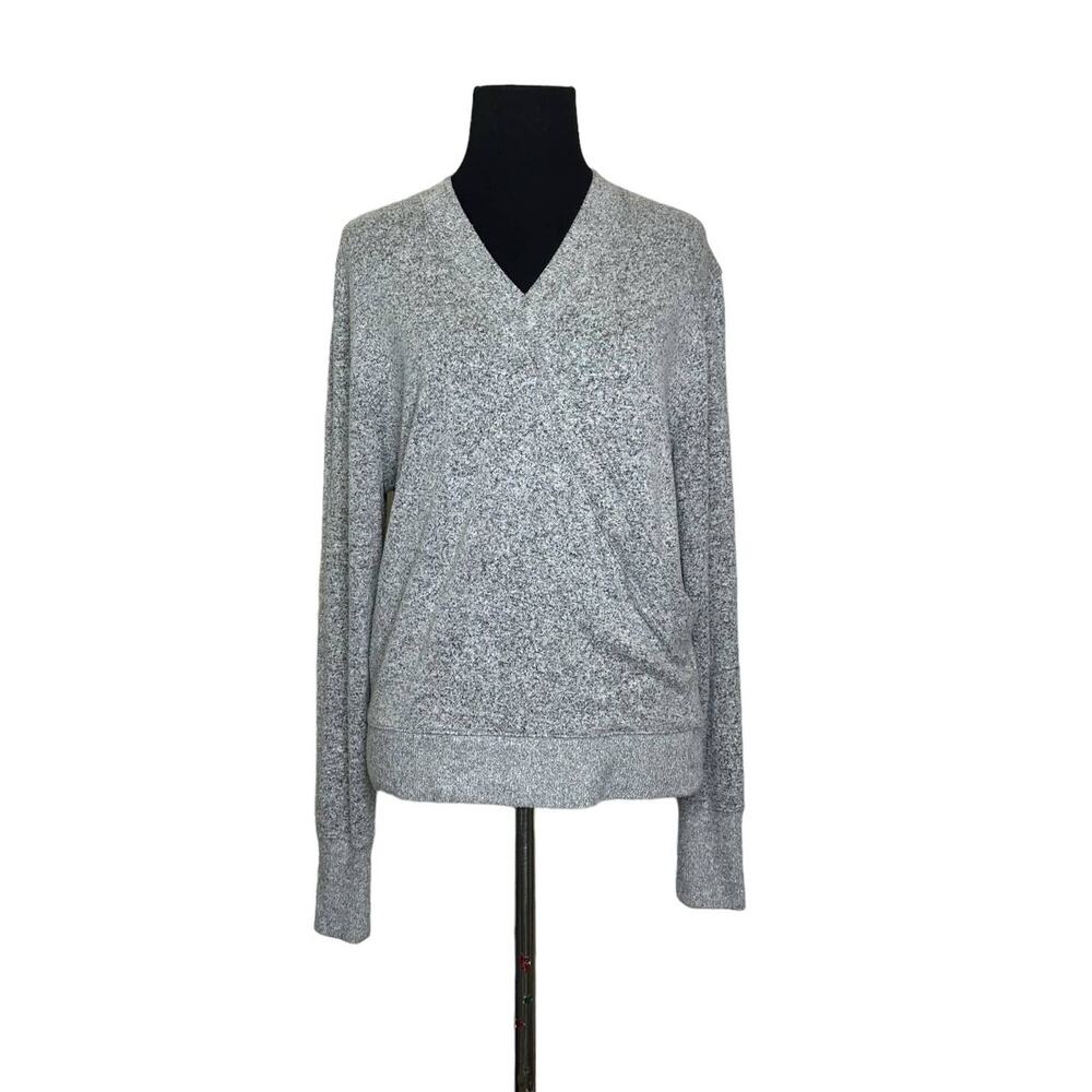 J. Crew silver gray long sleeves front faux wrap sweater size small